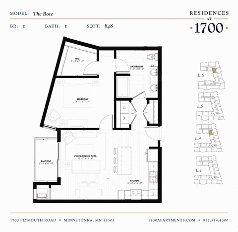 The Rose Floor plan at Residences at 1700, Minnetonka